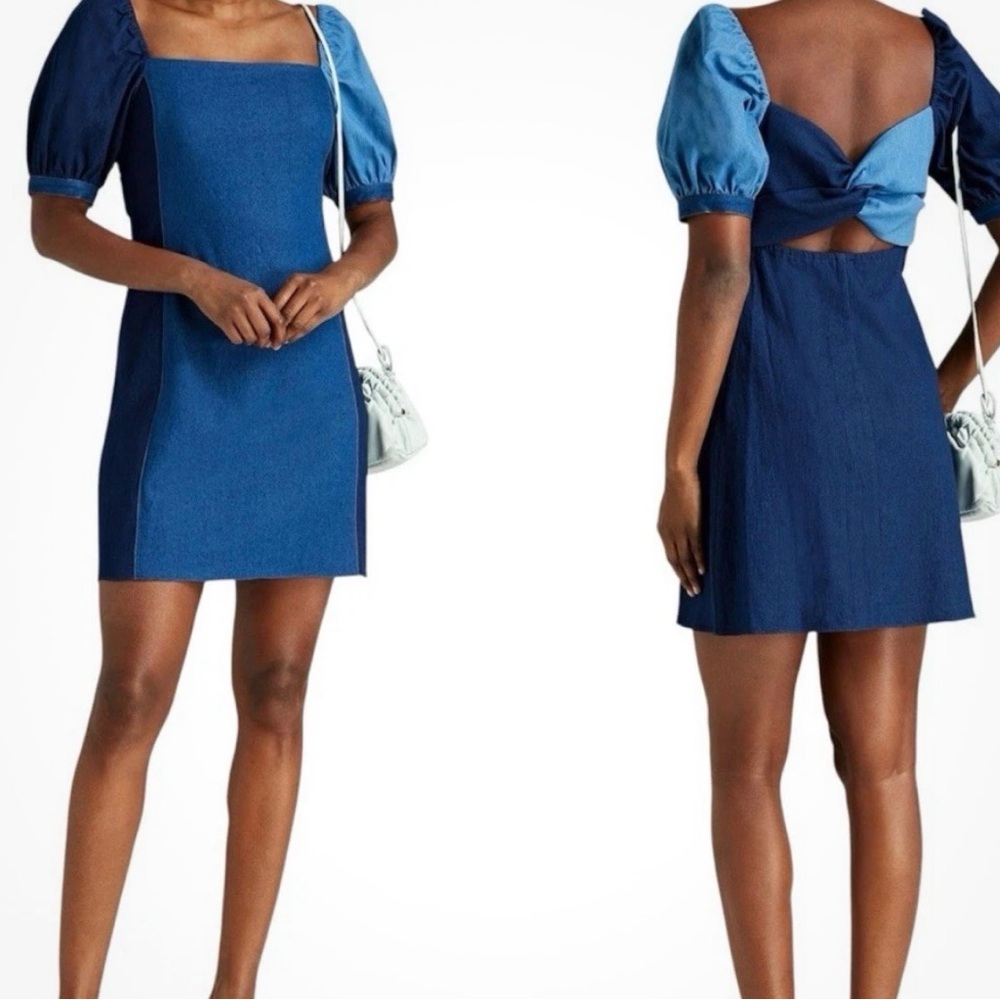 Sachin + Babi Denim Navy and Sky Blue Mini Dress NWT SZ 2
